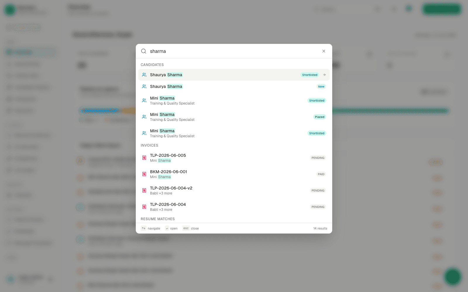 Global search across all entities